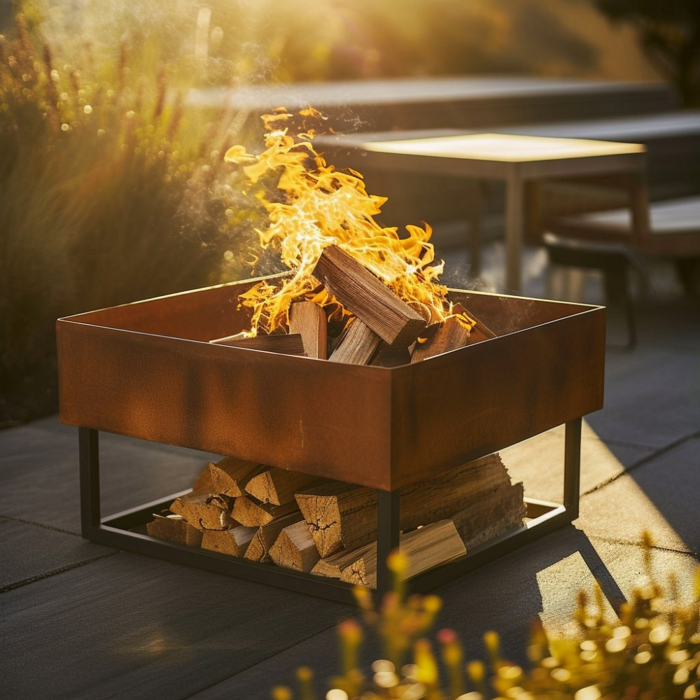 Metall im Garten Feuerschale