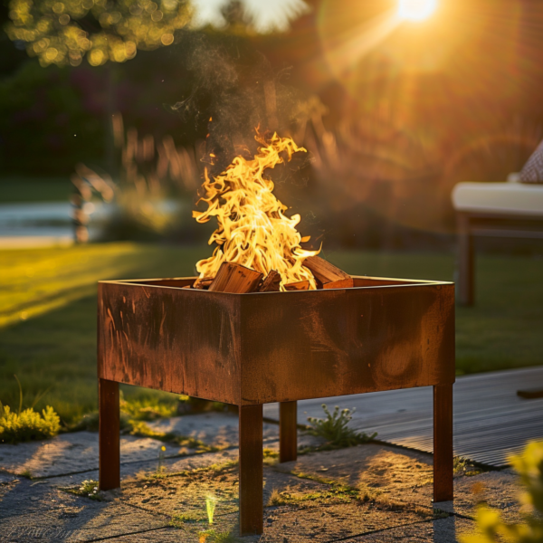 Metall im Garten - Feuerschale mit 4 Füßen XL